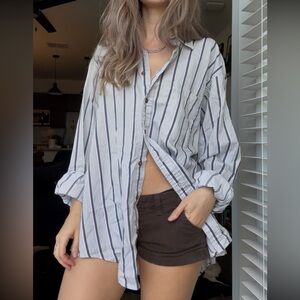 Vintage Burberry Striped Button-Down Shirt